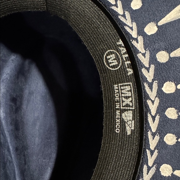 Made in Mexico Hand-Painted Navy Blue Fedora with White Details main image 9